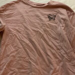 Vans Light Pink Tee with Black Butterfly Design